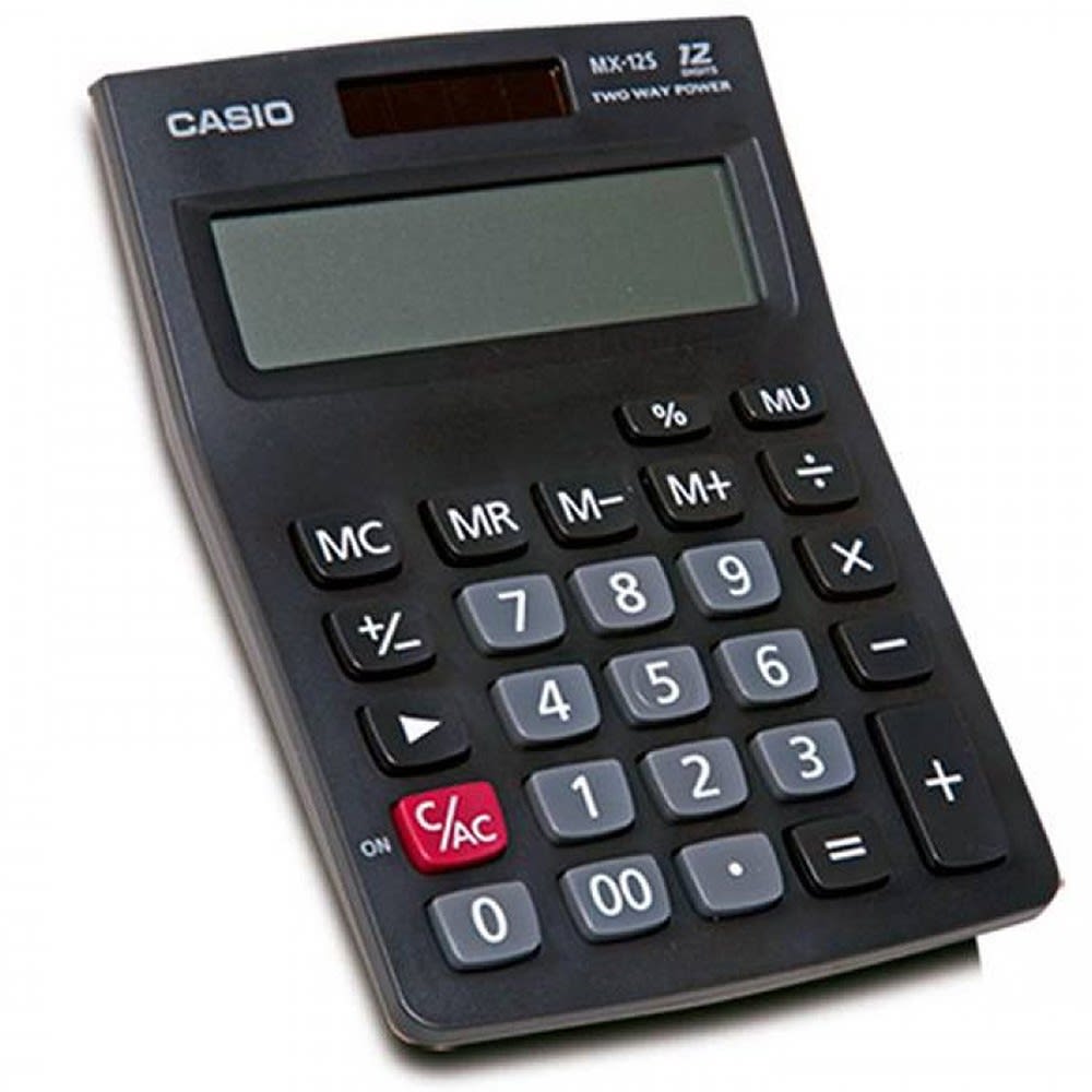 CALCULADORA BASICA ESCR/S CASIO MX-12 12 DIG | Sercomsan Computación