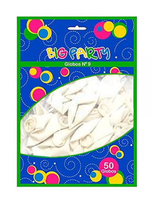 GLOBO N°9 BLANCO 50 UNIDADES