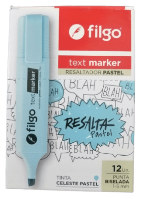 DESTACADOR FILGO PASTEL CELESTE