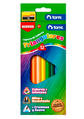 LAPICES 12 COLORES TORRE LARGO TRIANGULAR