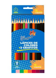 LAPIZ COLOR FINA IMAGEN 12 COLORES TRIANGULARES + 2 GRAFITOS1