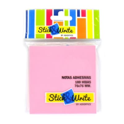 NOTAS ADHESIVAS ADIOFFICE 76X76 100 HOJAS ROSADA1