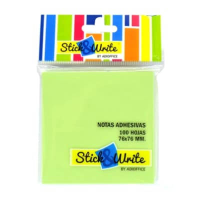 NOTAS ADHESIVAS ADIOFFICE 76X76 100 HOJAS VERDE1