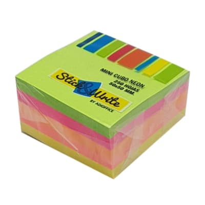 NOTAS ADHESIVAS ADIOFFICE 50X50 MINI CUBO NEON1