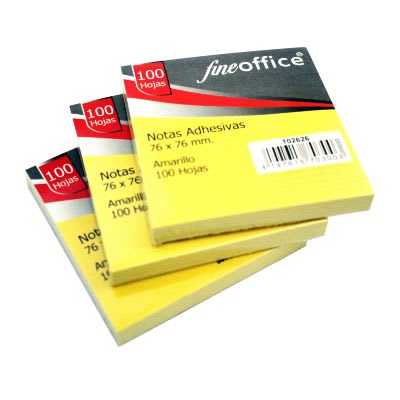 NOTAS ADHESIVAS FINEOFFICE 76X76 100HJS AMARILLO