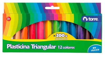 PLASTICINA TRIANGULAR 12 COLORES TORRE