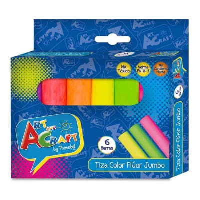 TIZA COLOR FLUOR JUMBO 6 BARRAS ART & CRAFT1