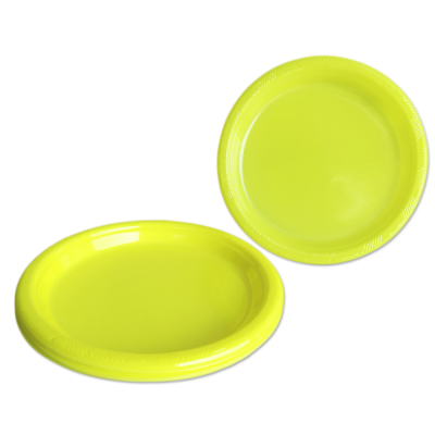 10 Plato Plastico Neon Fluor Amarillo 10 Plato Plastico Neon Fluor Amarillo