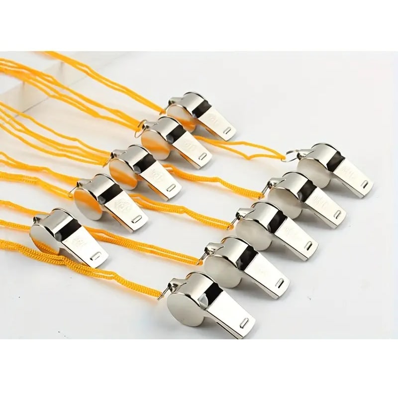 Pack De 4 Silbatos Profesionales Con Cuerda - Acero Inoxidable, Para Árbitros Y Actividades Deportivas