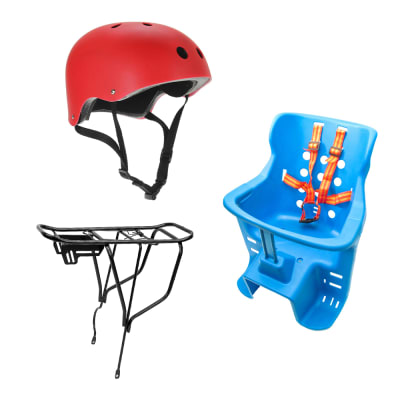 Silla Porta Bebe + Parrilla 019 + Casco Rojo Opaco