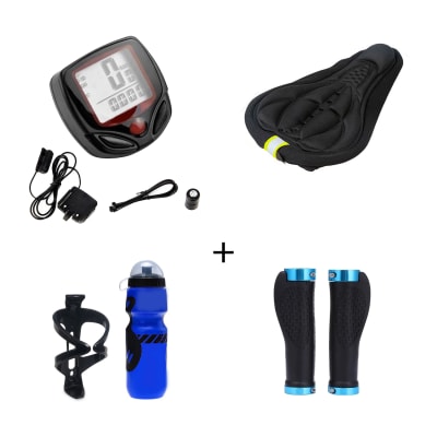 Velocimetro+cubre sillin+puños+botella+porta botella/Forcecl