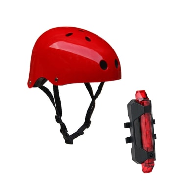 Casco skate rojo + Luz rapi x rojo