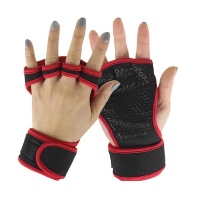 Guantes Calleras Para Pesas, Gimnasio, Crossfit, Calistenia Rojo/Negro