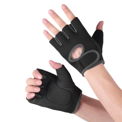 Guante para gimnasio acolchados, yoga, entrenamiento, pesas Negro/Gris