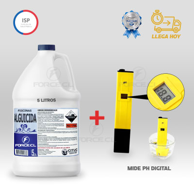 Alguicida Piscina Bidon 5 Litros + Mide Ph Digital