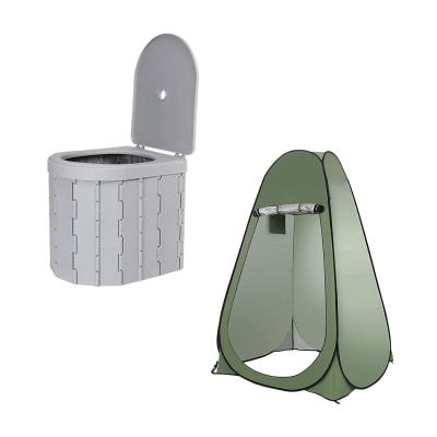 Baño Wc Plegable Portatil + Carpa Caseta Baño Portatil Force