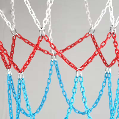Red de Acero Pintada Tricolor Cadena Para Canasta de Baloncesto Malla