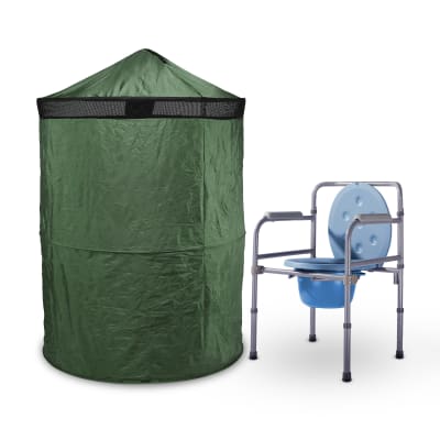 Carpa de Baño Plegable + Silla Portatil 3 En 1 WC