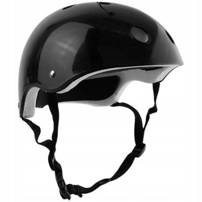 Casco Bicicleta, Rollers, Skate Negro Brillante