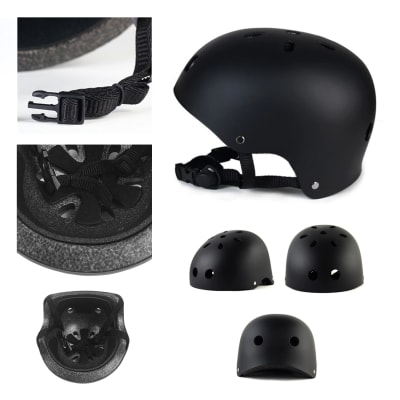 Casco Bicicleta, Rollers, Skate Negro Opaco