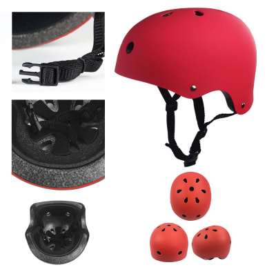 Casco Bicicleta, Rollers, Skate Rojo Opaco