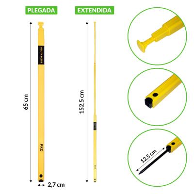 Vara, poste telescópico plegable para agilidad y entrenamiento 1,5 m