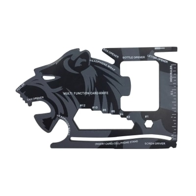 Tarjeta Supervivencia Multiuso Herramienta 18 en 1 Diseño León