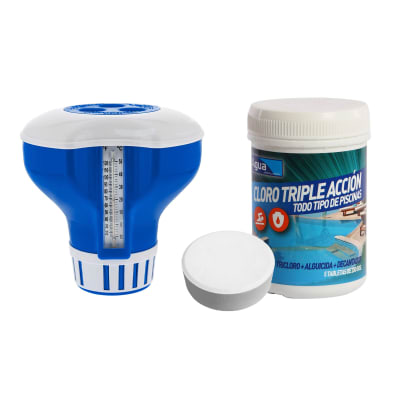 Flotador Con Termómetro + Cloro Tableta 1 Kg