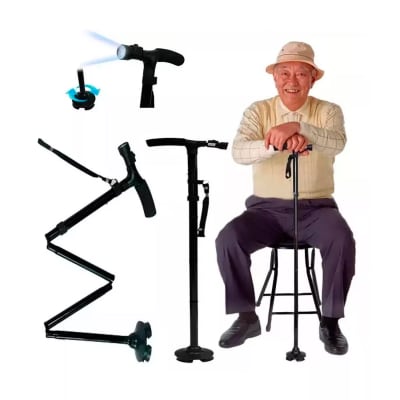 Bastón ortopédico plegable de aluminio con luz ajustable