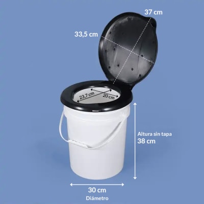 Tapa asiento de baño portátil + Balde 20 Litros