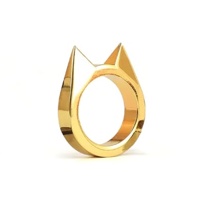 Anillo de defensa personal tipo manopla metálica, diseño orejas de gato