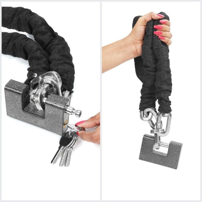Cadena + Candado Cuadrado Para Rueda De Repuesto Antinapoleon Espesor 10 mm x 1,5 m Largo
