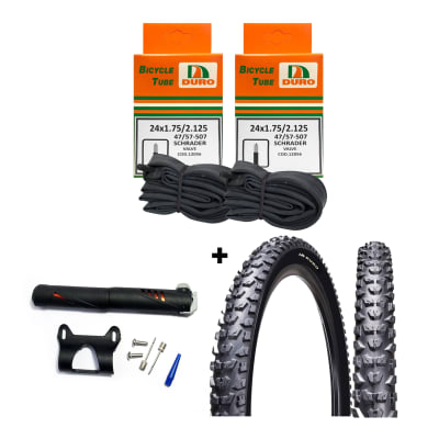 Kit Bicicleta 2 neumaticos 24+2 camaras+bombin / Forcecl