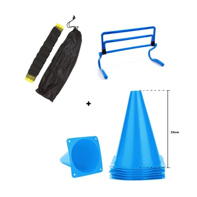 escalerilla+valla+10 conos 23cm