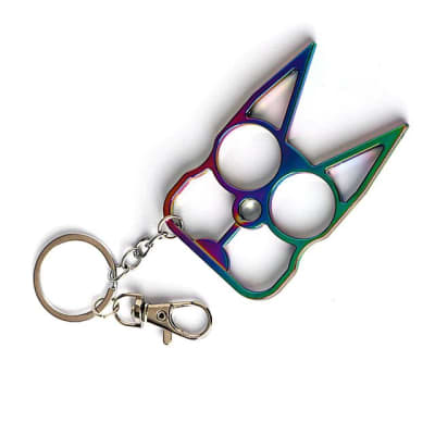 Manopla llavero diseño gato, defensa personal, seguridad, Multicolor