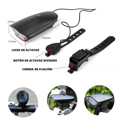 luz bicicleta frontal usb altavoz correa/Forcecl