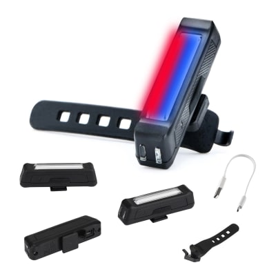 Luz bicicleta trasera recargable azul/rojo / Forcecl