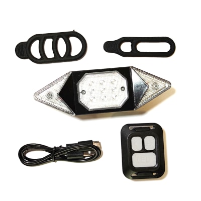 Luz trasera bicolor LED recargable con cruces y control inalámbrico 528