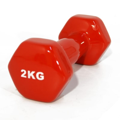 Mancuerna 2 kilos Roja Hexagonal Neopreno unidad