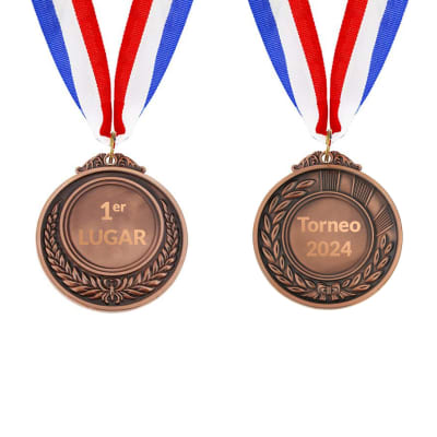 Medalla deportiva 6,5 cm grabada 2 caras Bronce