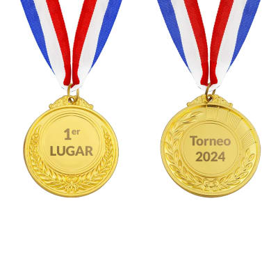 Medalla deportiva 6,5 cm grabada 2 caras Dorada