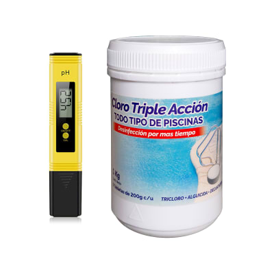 cloro tableta 1 kilo + medidor ph digital