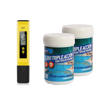 2 cloros tableta + medidor ph digital