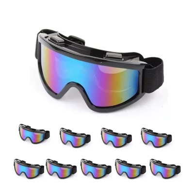 Pack 10 antiparras nieve negro espejo tornasol