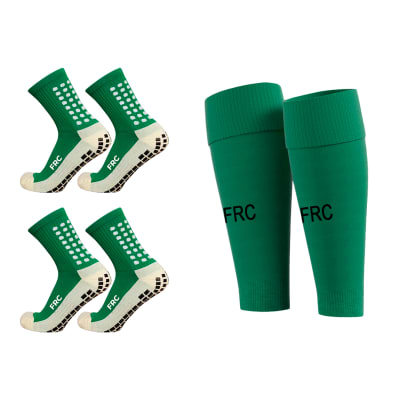 2 Medias Deportivas Antideslizantes Verde + Media Sin Pie Verde FRC Adulto