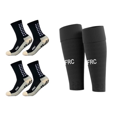 2 Medias Deportivas Antideslizantes Negro + Media Sin Pie Negro FRC Adulto