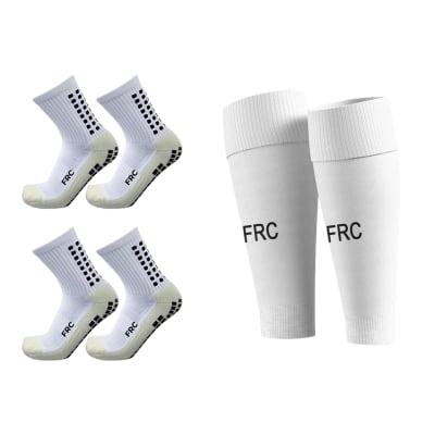 2 Medias Deportivas Antideslizantes Blanco + Media Sin Pie Blanco FRC Adulto