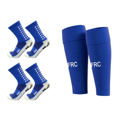 2 Medias Deportivas Antideslizantes Azul Rey + Media Sin Pie Azul Rey FRC Adulto