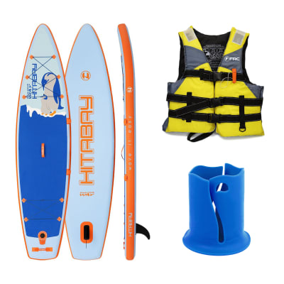 Pack Tabla de Stand Up Paddle Inflable 11' + Porta Vaso + Salvavidas Adulto Amarillo XL