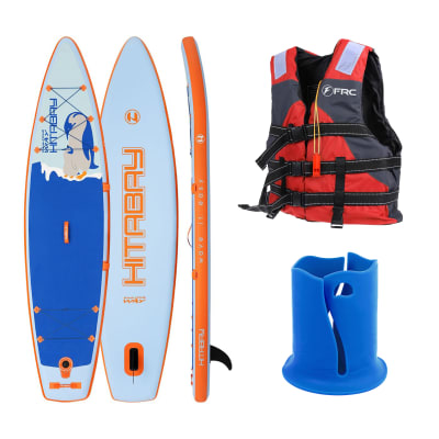 Pack Tabla de Stand Up Paddle Inflable 11' + Porta Vaso + Salvavidas Adulto Rojo L